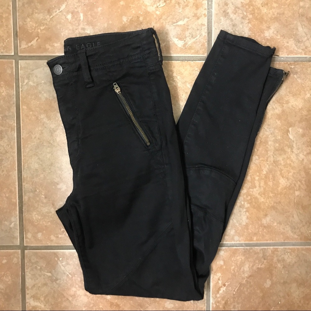 American Eagle Black Zipper Detail Jegging